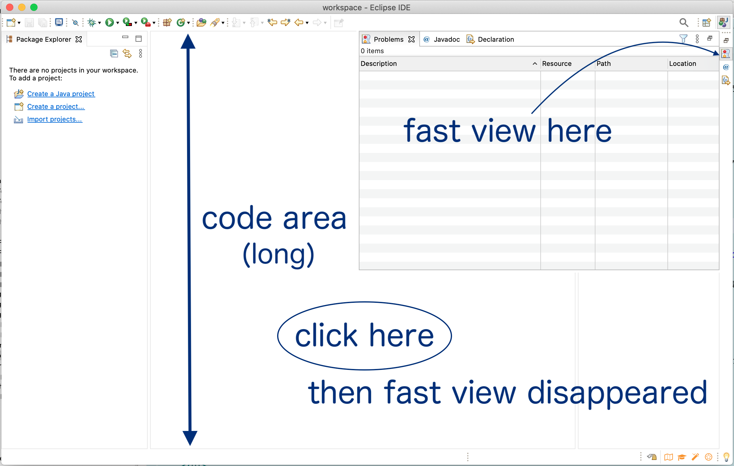 Eclipse ViewLocation long code-area by fast-view